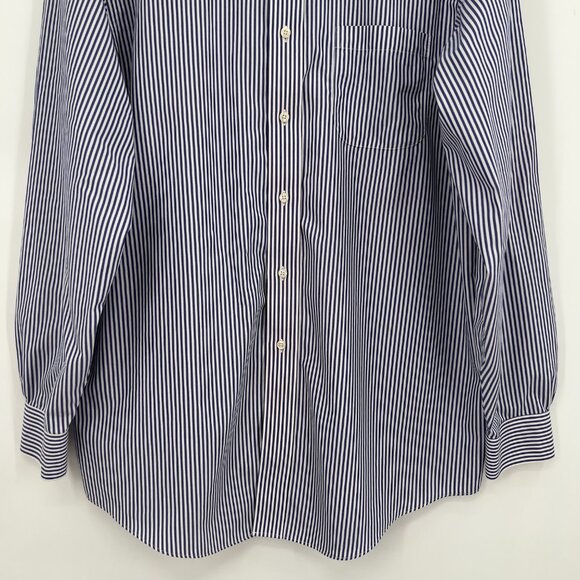 Brooks Brothers Classic Fit Button Down Shirt Blue White Striped Mens 16.5-35 - Picture 3 of 11